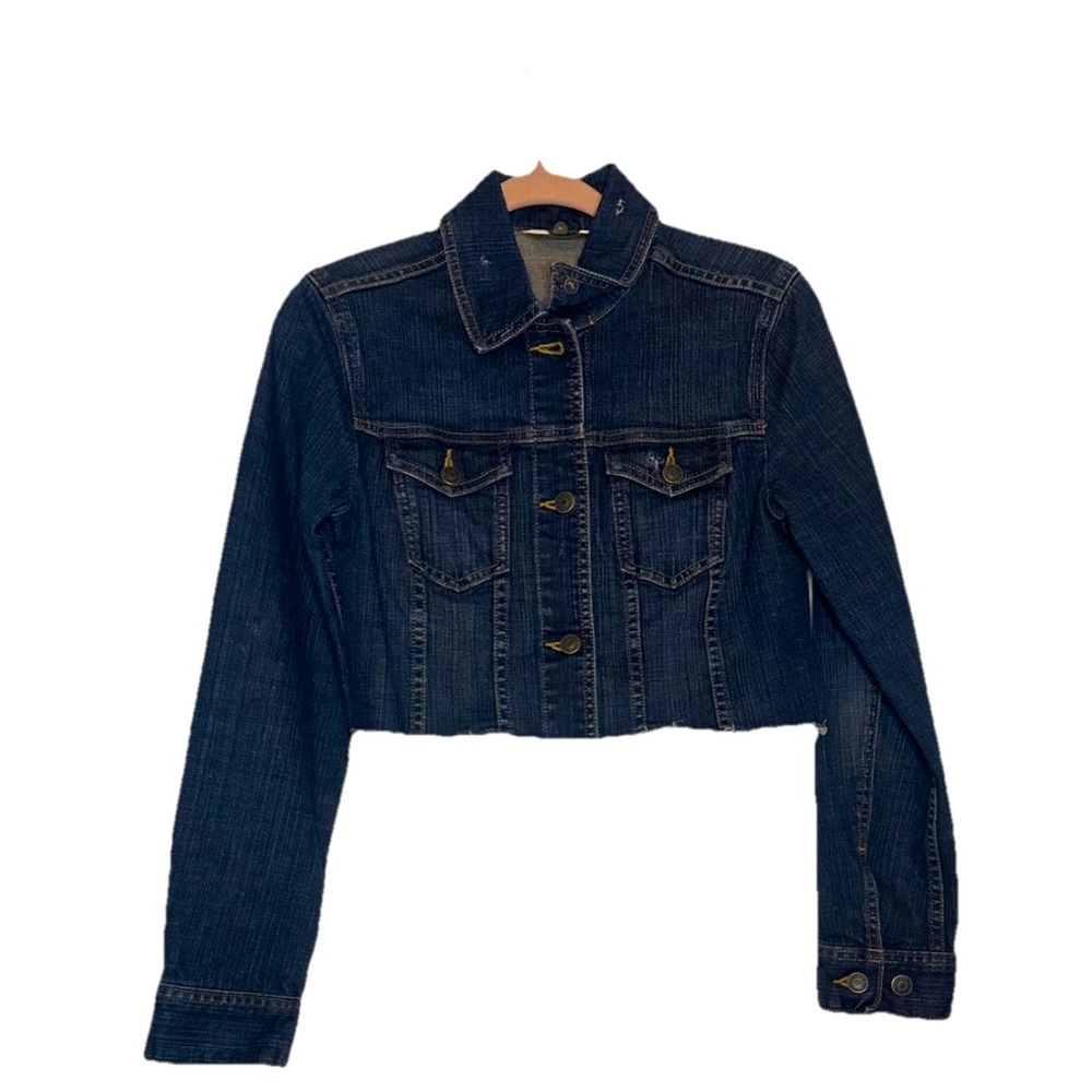 Vintage Y2K Eddie Bauer Cropped Denim Jean Jacket Womens XS - Picture 2 of 8